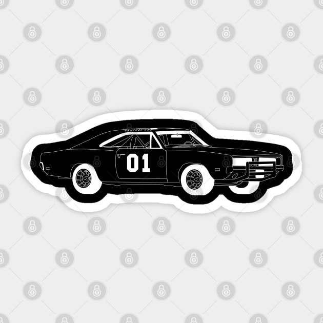 General Lee White Outline Sticker by kindacoolbutnotreally